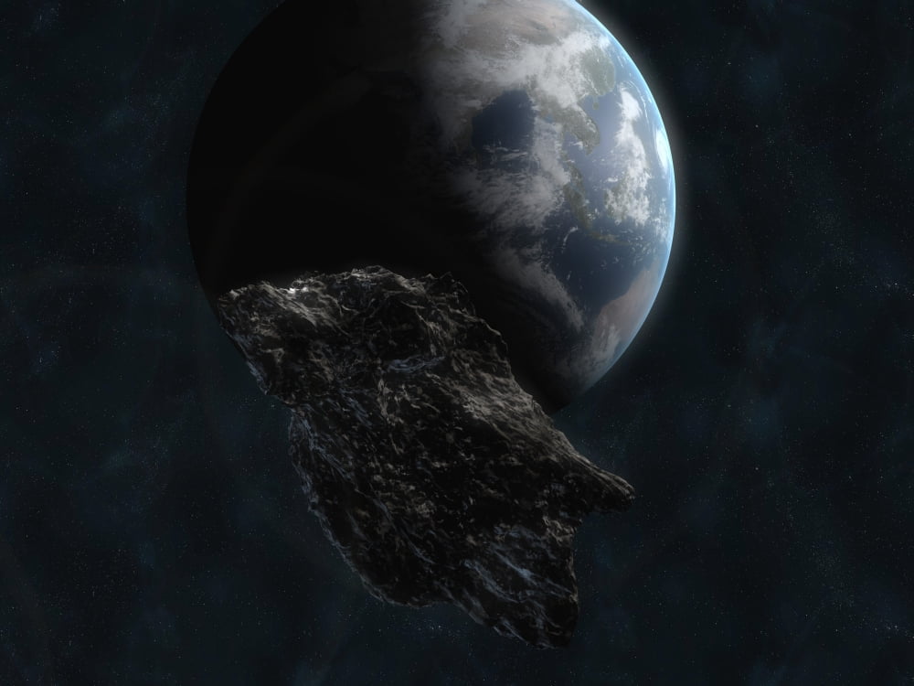 Asteroid in front of the Earth Canvas Art - Carbon LotusStocktrek Images (32 x 24)