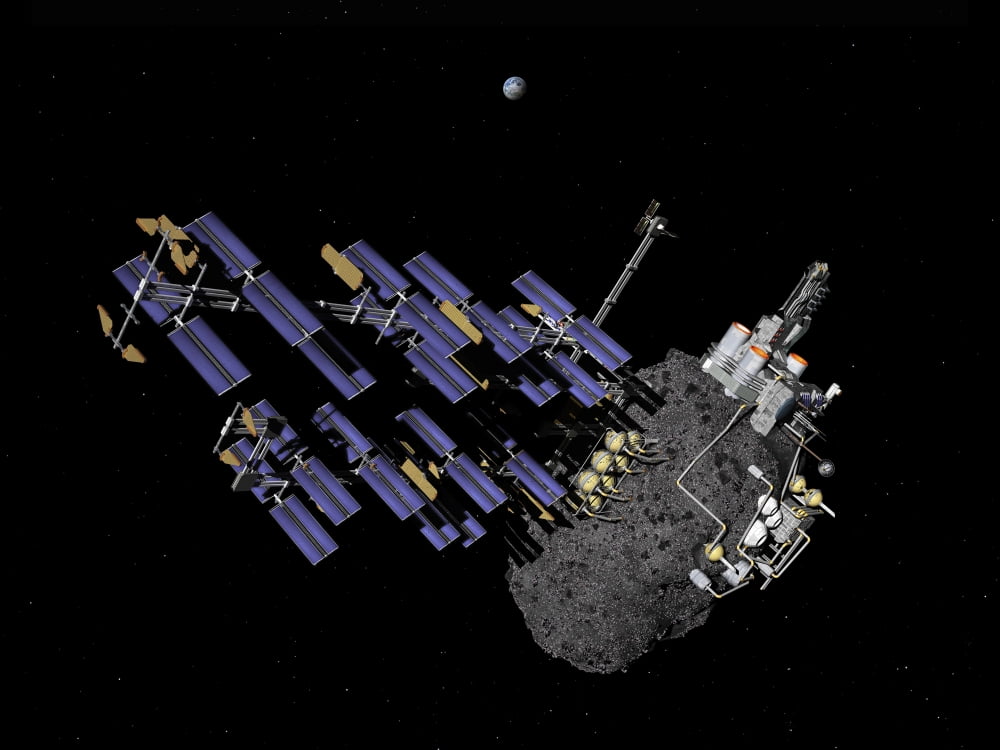 Asteroid mining outpost Canvas Art - Walter MyersStocktrek Images (17 x 13)