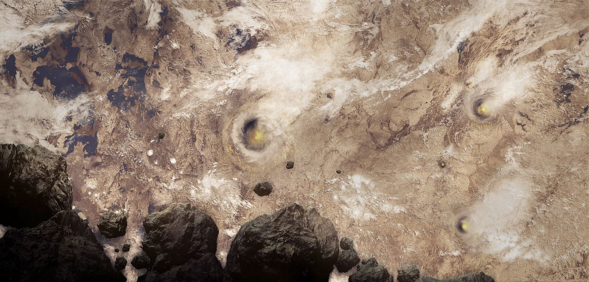 Asteroids heading toward Earth during Armageddon day Canvas Art - Tomasz DabrowskiStocktrek Images (21 x 10)