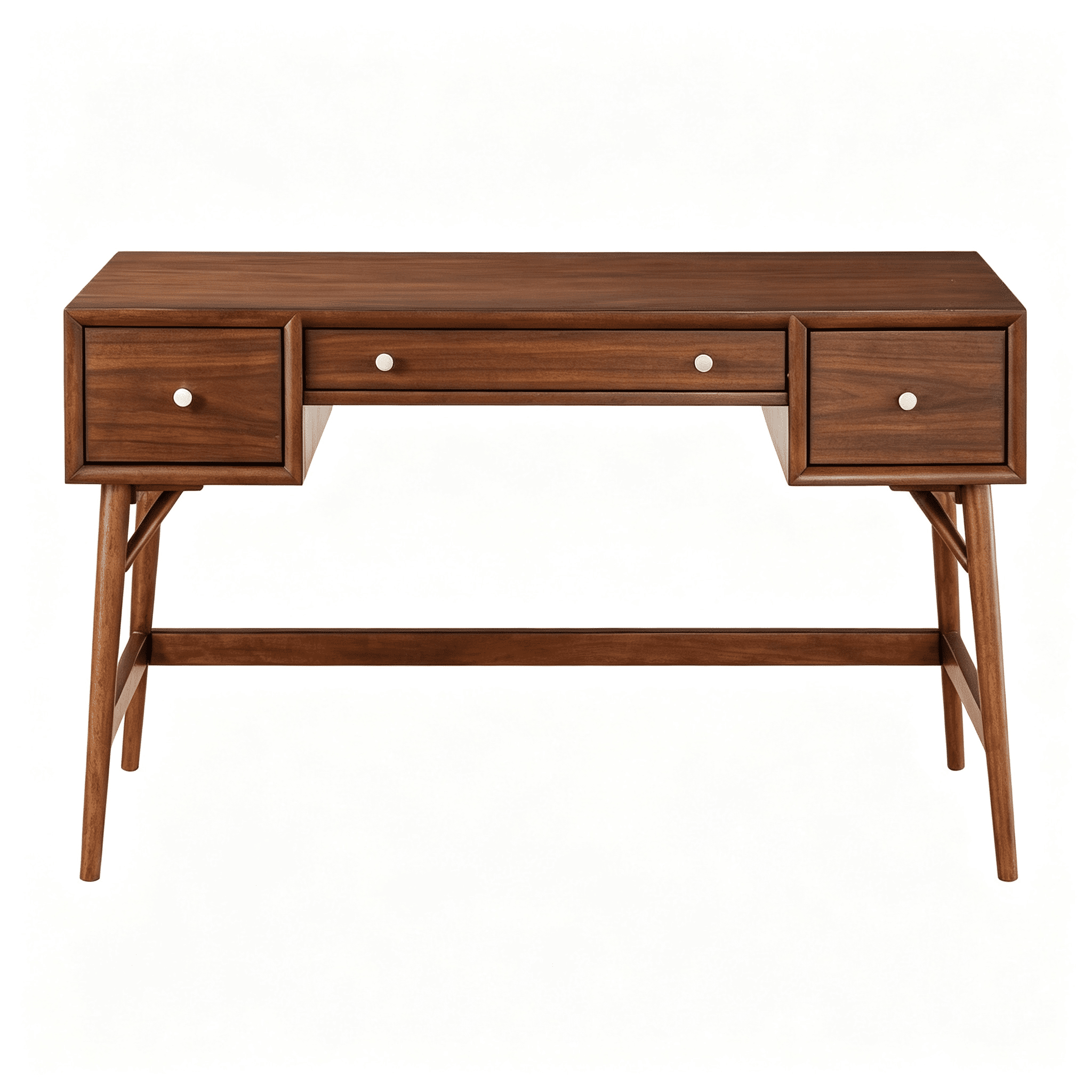 Asteroutdoor Brown Writing Desk with Drawers, Walnut Veneer, Mid-Century Style