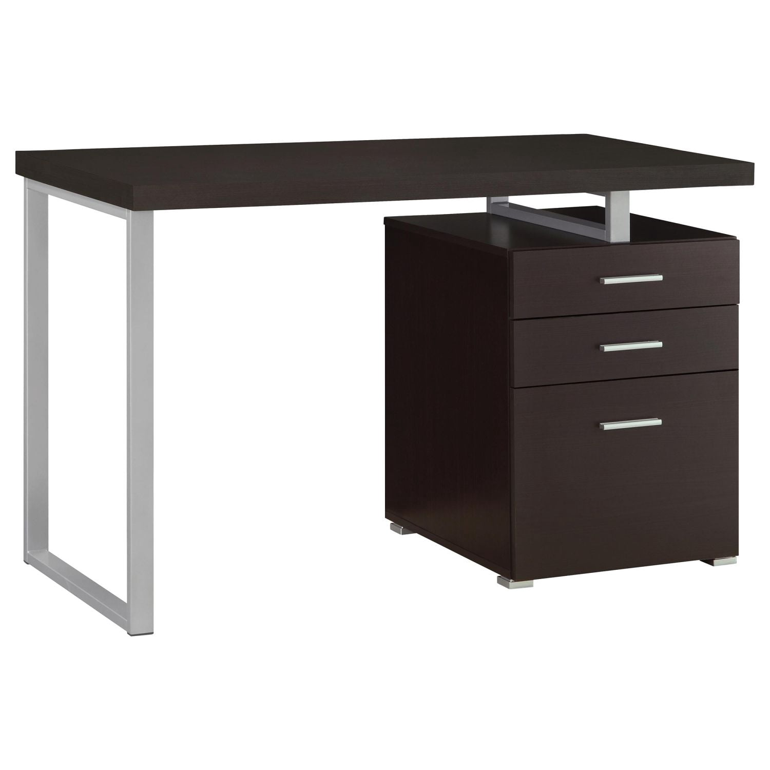 Asteroutdoor Cappuccino 3-Drawer Reversible Office Desk