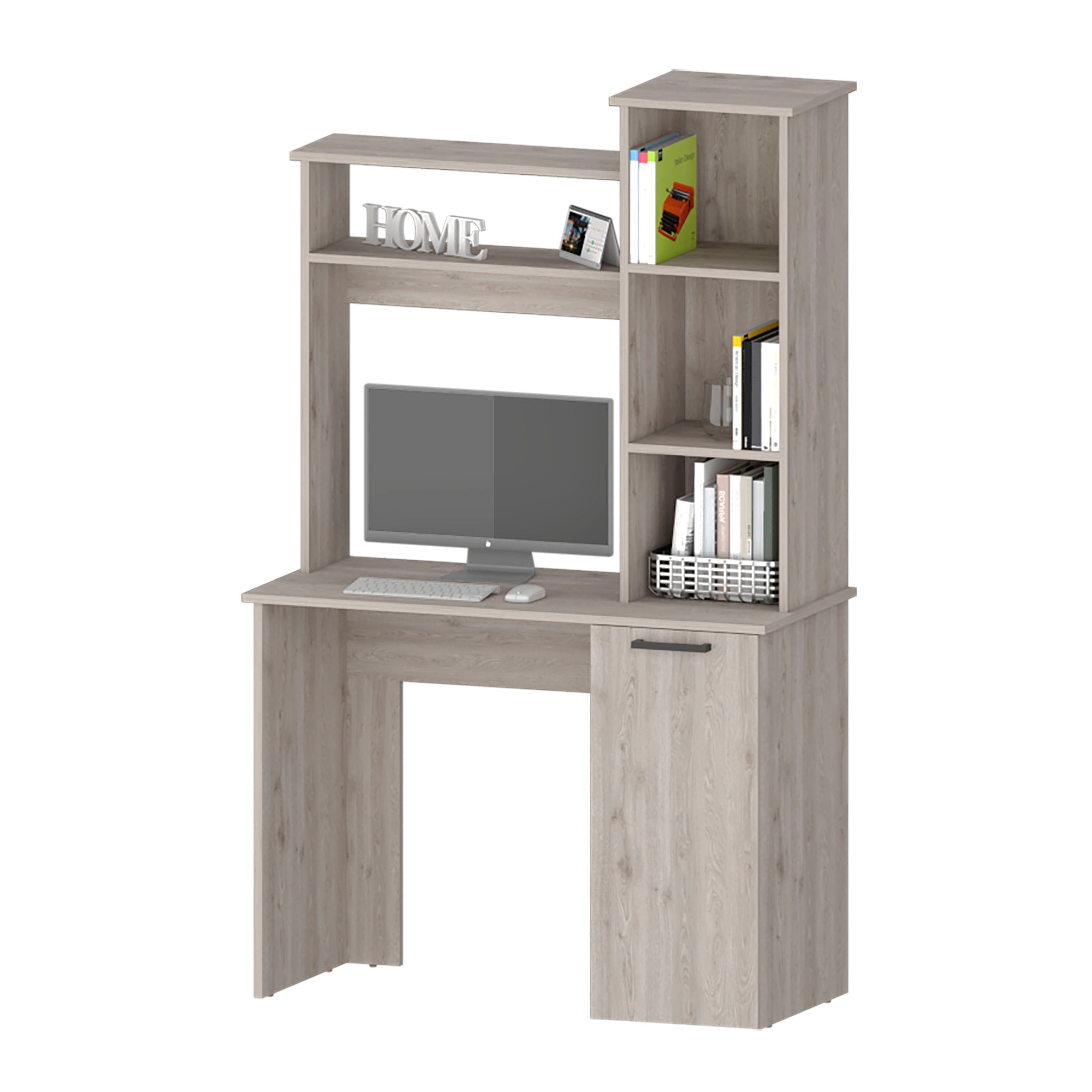 Asteroutdoor Computer Desk with Hutch and 3-Tier Storage Shelves, 38.7 in W