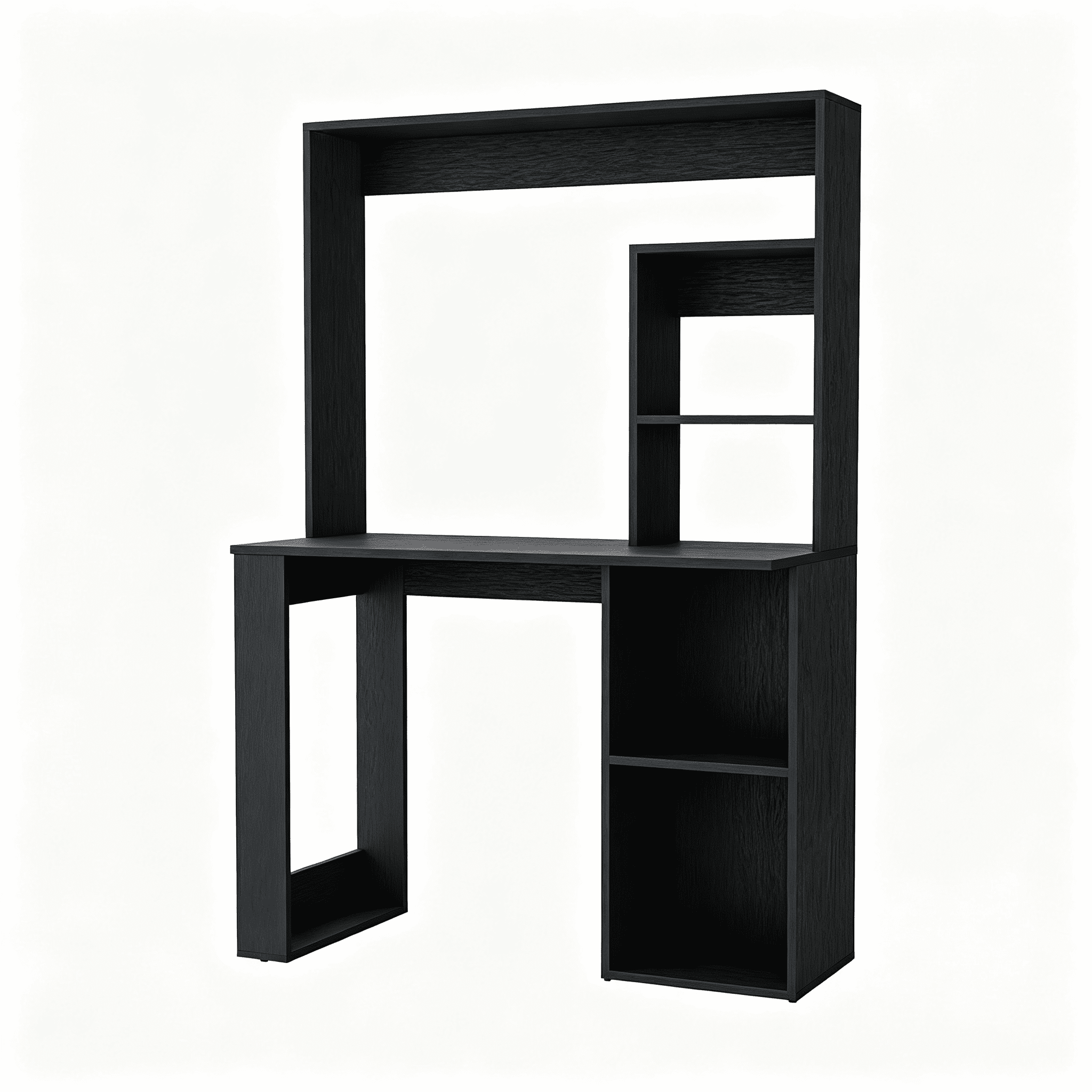 Asteroutdoor Computer Desk with Hutch and Storage Shelves, Wenge