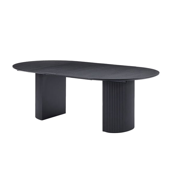 Asteroutdoor Expandable Dining Table, Solid Top Extending Table for Kitchen, Dining, Living Room, Black