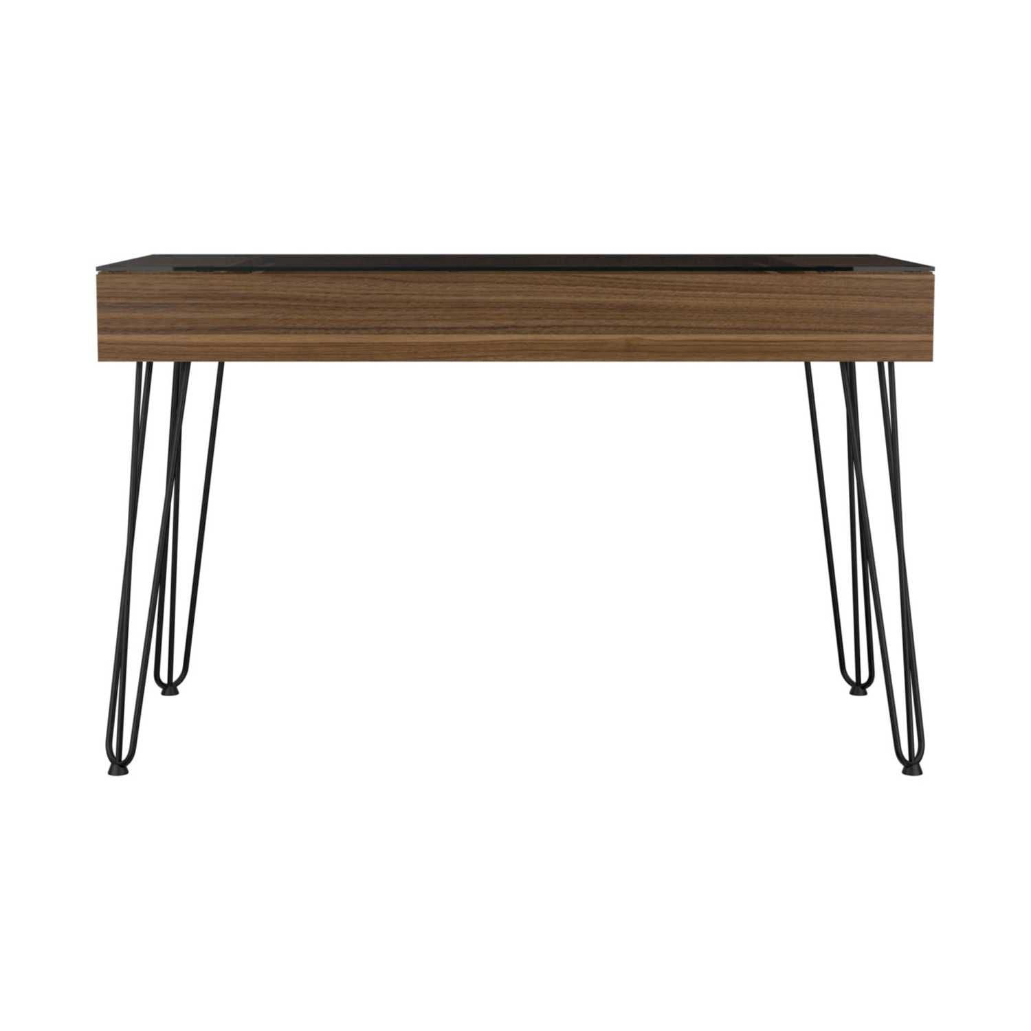 Asteroutdoor Mahogany 1-Drawer Rectangle Writing Desk with Hairpin Legs