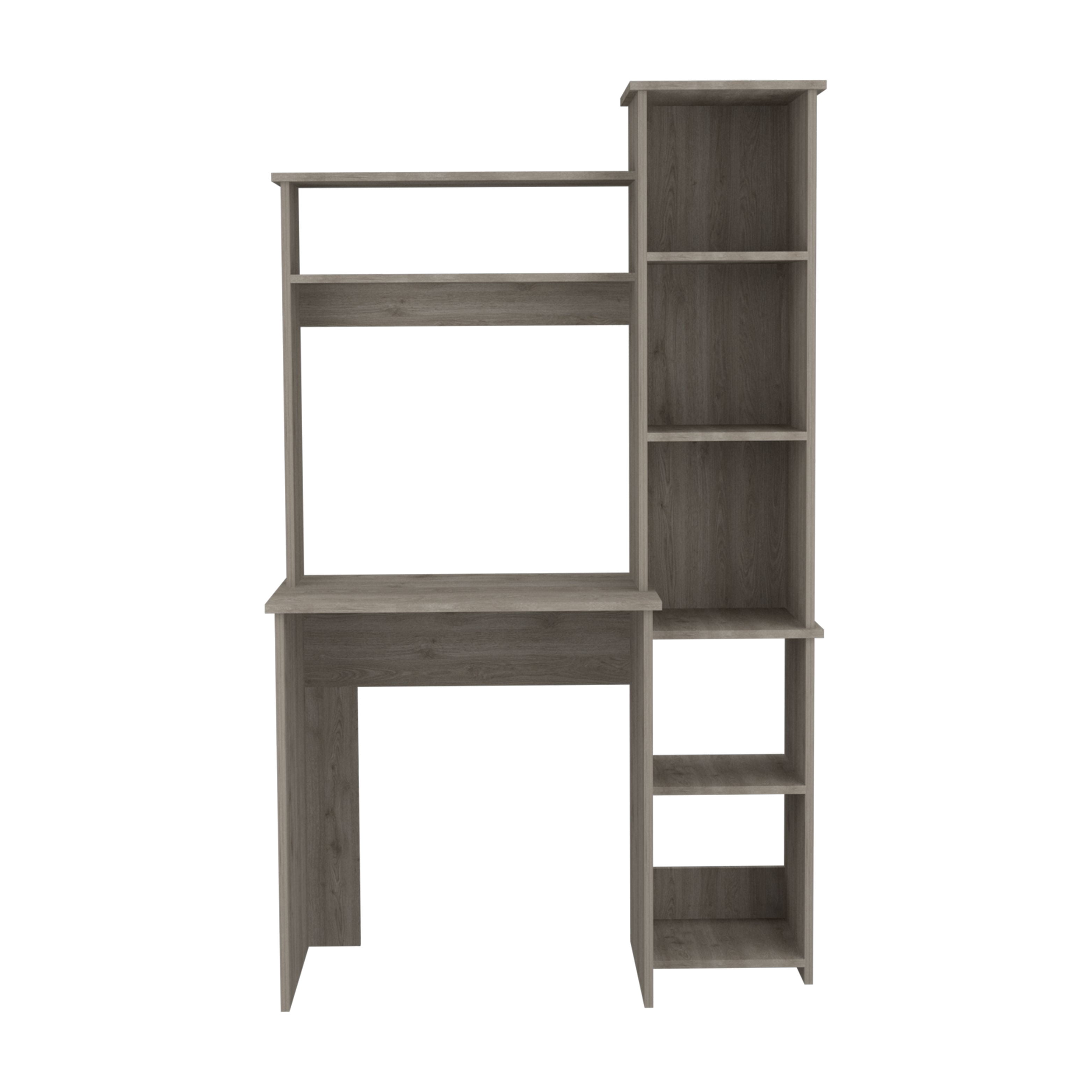 Asteroutdoor Versalles Writing Desk with Shelves and Cubbies, Light Gray