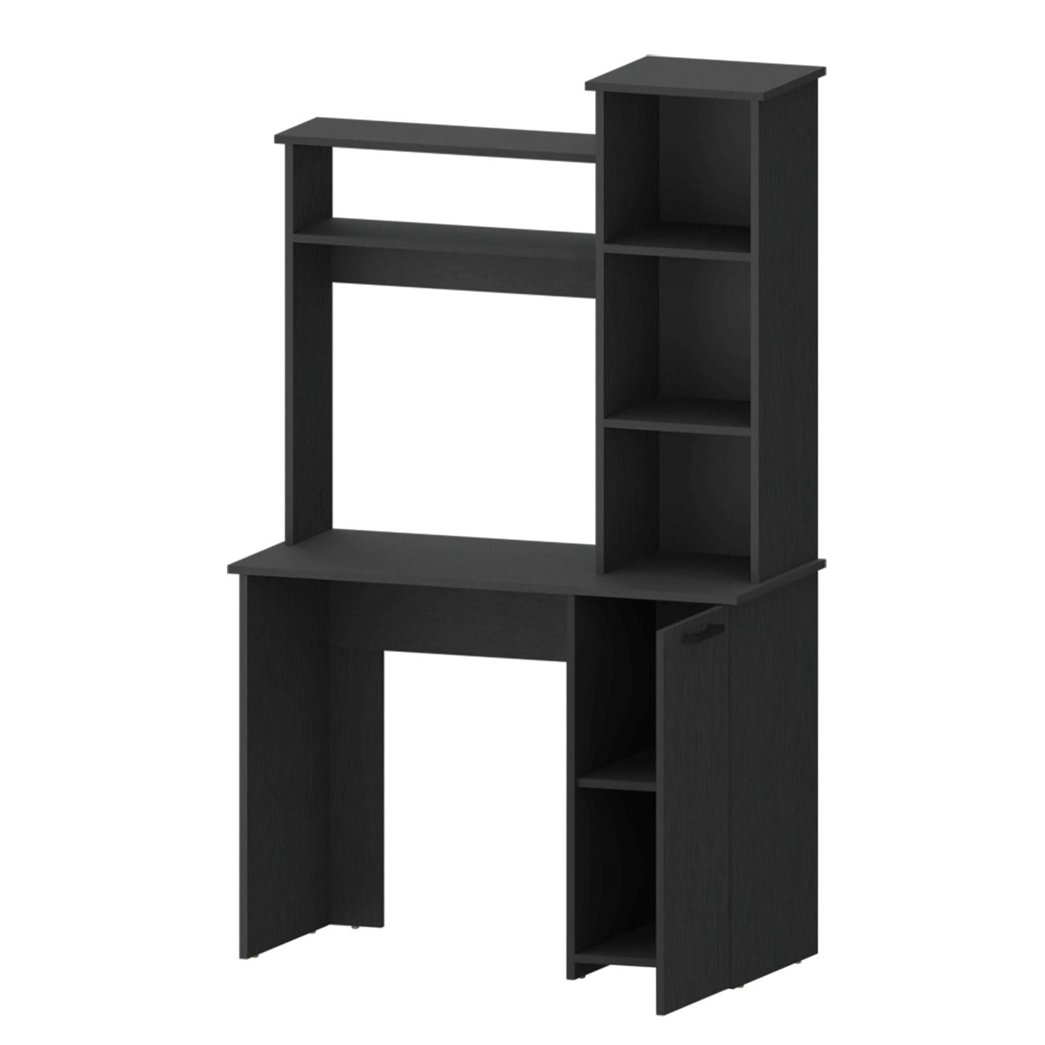 Asteroutdoor Wenge 3-Tier Storage Shelves Computer Desk with Hutch and Cabinet