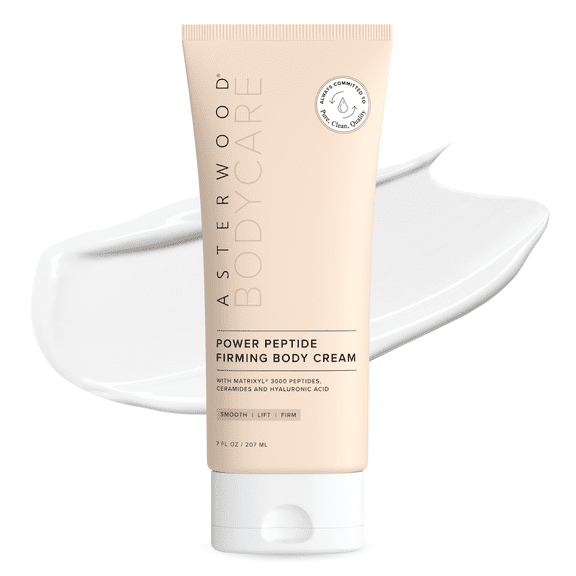 Asterwood Firming Body Cream & Moisturizer - with Matrixyl 3000 Peptides, Ceramides, & Hyaluronic Acid - Firms, Smooths, Hydrating, Lifts - Fast-Absorbing - Fragrance-Free, Cruelty-Free - 7 Fl Oz