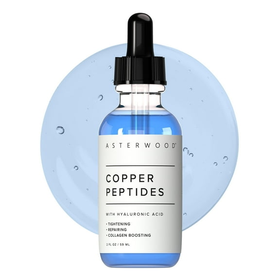 Asterwood Copper Peptides Serum for Face - Tightening, Repairing, Collagen Boosting - with GHK-Cu and Hyaluronic Acid - Fragrance-Free - 2 Fl Oz