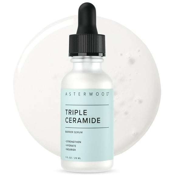 Asterwood Triple Ceramide Barrier Serum  Hydrating, Calming & Strengthening Facial Serum with Ceramide Complex, Squalane & Hyaluronic Acid  1 fl oz