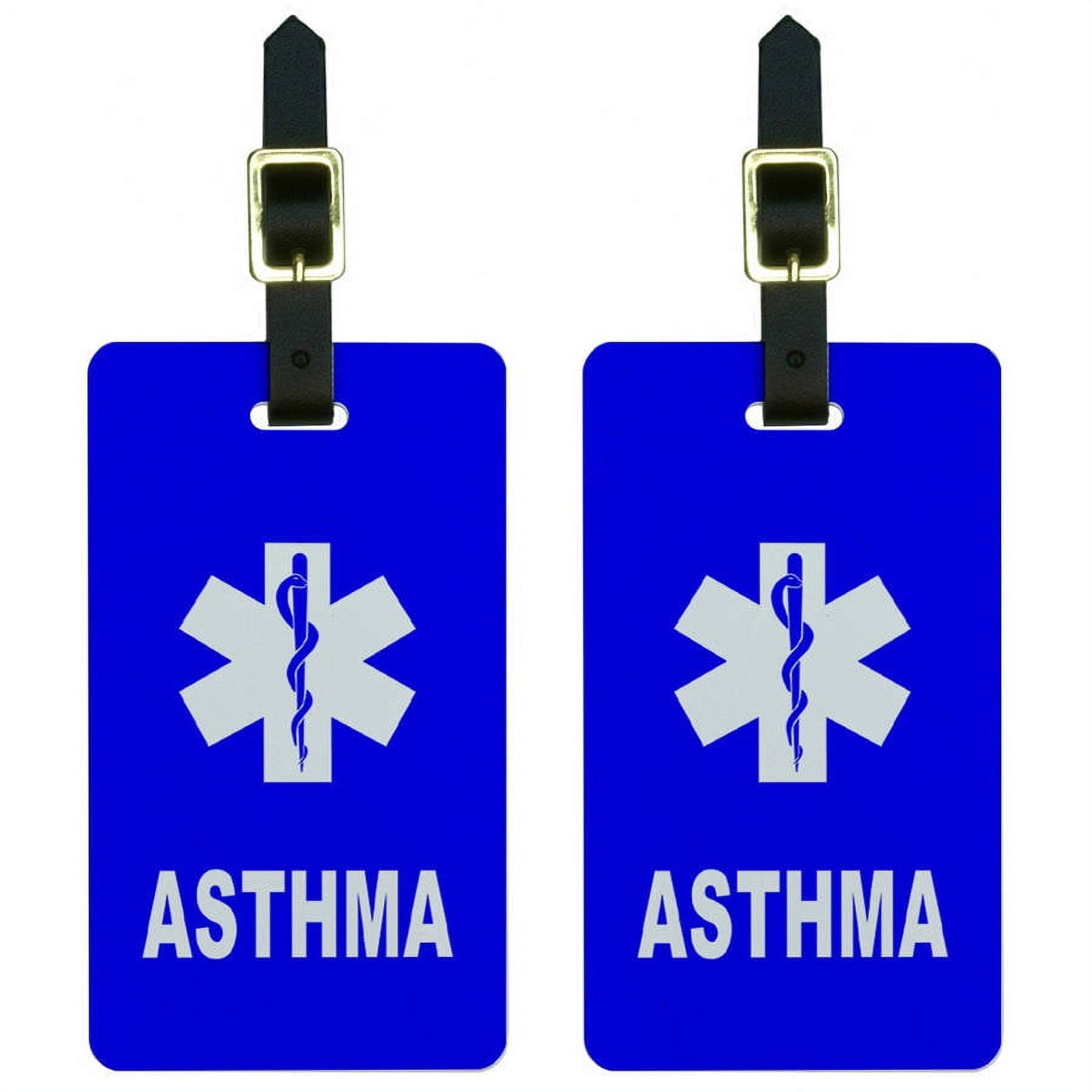 Asthma Medical Emergency Star of Life Luggage Tags Suitcase ID, Set of