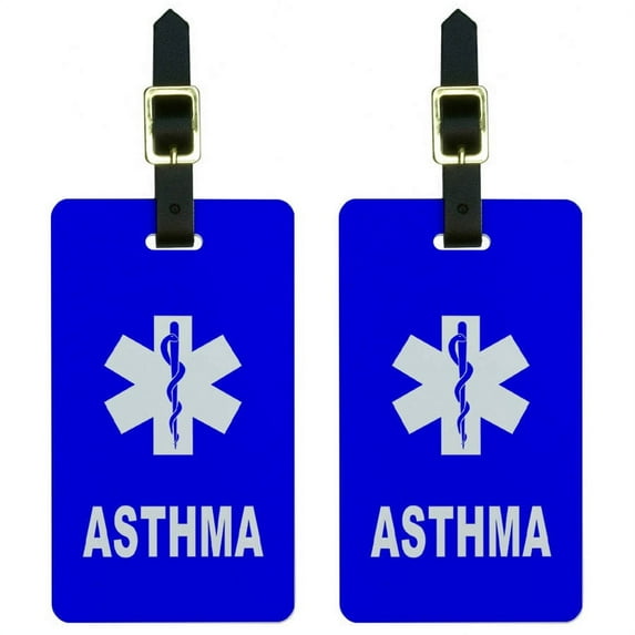 Asthma Medical Emergency Star of Life Luggage Tags Suitcase ID, Set of 2