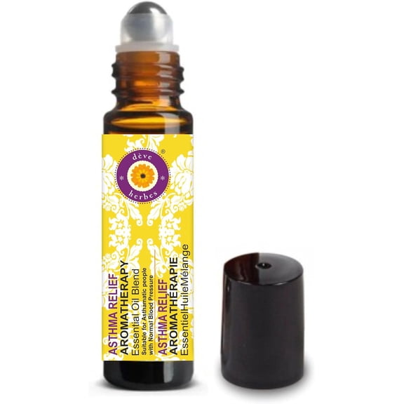 Asthma Relief Breathe Easy Normal Blood Pressure Aromatherapy Essential Oil Roll On 10ml - Blend with Eucalyptus, Peppermint, Holy Basil, Tea Tree for Relaxing Herbal Aroma