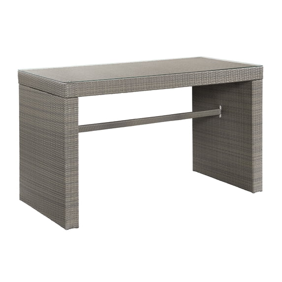 Asti All-Weather Wicker Outdoor 40"H Tall Pub Table with Glass Top