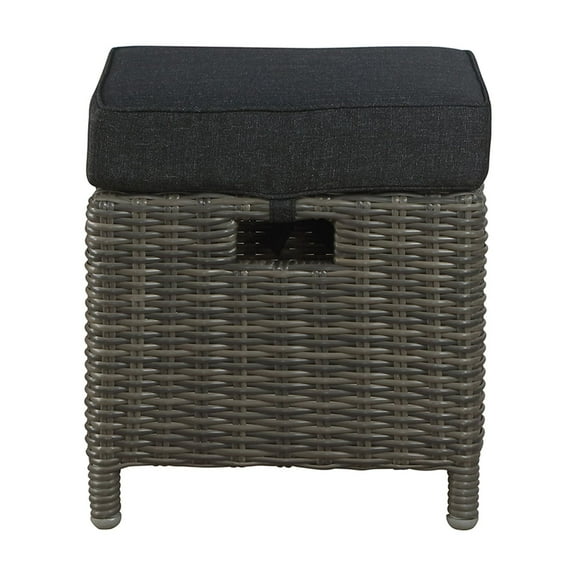 Asti All-Weather Wicker Outdoor 15" Square Ottomans with Cushions, Set of 2