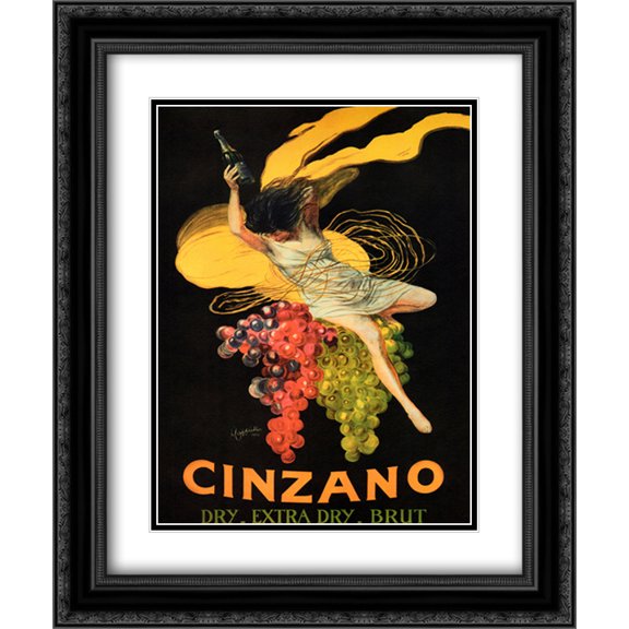 Asti Cinzano 2x Matted 15x18 Black Ornate Framed Art Print by Leonetto Cappiello