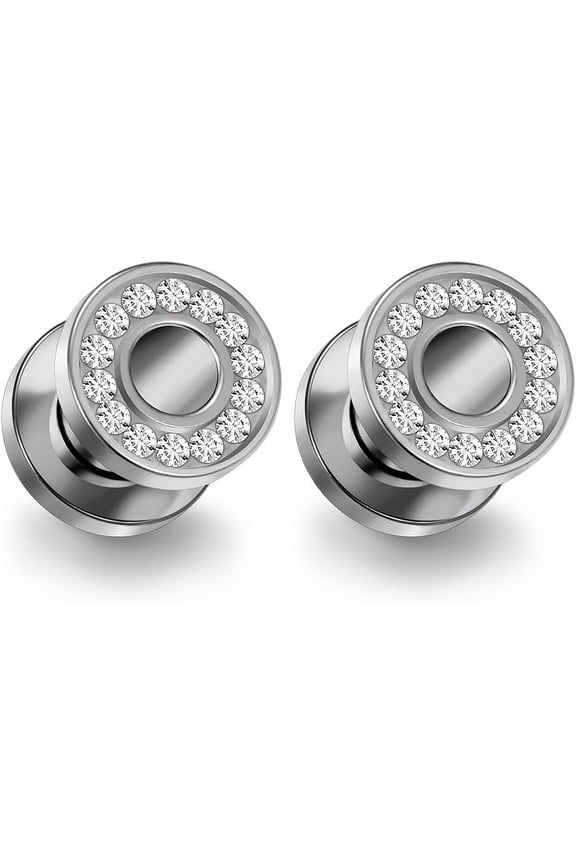 Astm F136 Titanium CZ Ear Gauges Screw Fit Flesh Tunnels Plugs Gauges Earring Expander Stretcher Ear Tunnels For Ears 10G 8G 6G 4G 2G 0G 00G Plug Earrings Body Piercing Jewelry For Women Men