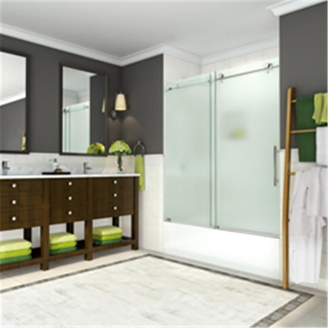 Coraline 60" Chrome Frameless Sliding Tub Door with Frosted Glass