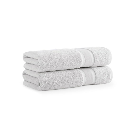 Aston & Arden Aegean Bath Towels (2 Pack), Recycled Turkish Cotton, 30x60 in., Woven Dobby, Light Grey