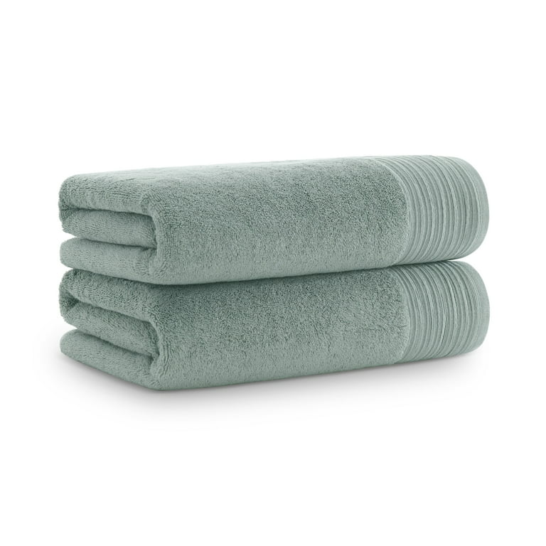 Aston & Arden Anatolia Turkish Bath Towels (2 Pack), 30x60, 600 GSM, Green,  Solid Woven Linen-Inspired Dobby, Ring Spun Combed Cotton