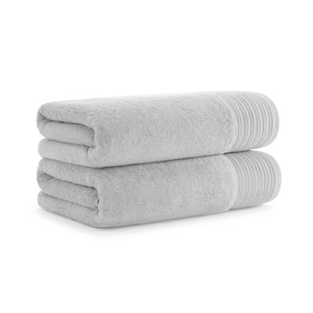 Aston & Arden Anatolia Turkish Bath Towels (2 Pack), 30x60, 600 GSM, Light Grey, Solid Woven Linen-Inspired Dobby, Ring Spun Combed Cotton