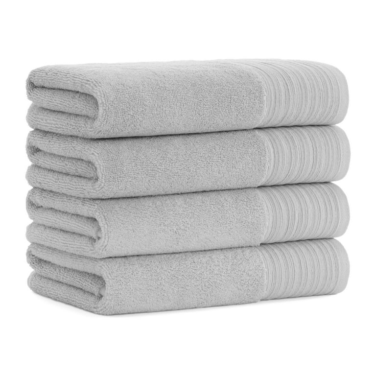White Hotel Collection Embroidery Line Cotton Bath Towels set of 1 600 GSM  