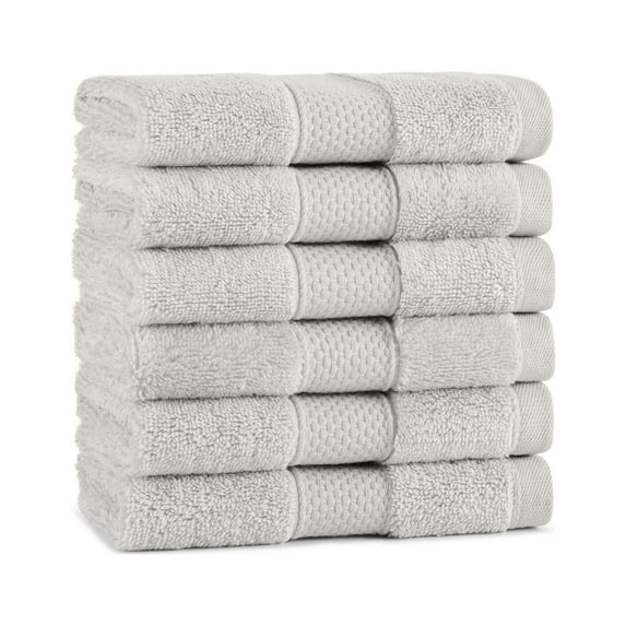 Aston & Arden Egyptian Cotton Washcloths (6 Pack), 13x13, Jaquard Border, Tan