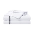thumbnail image 1 of Aston & Arden Sateen 4-Piece Sheet Set (California King), Luxury 600 Thread Count, Silky Sateen Cotton, Pristine White with Fine Baratta Embroidered 3-Stripe Hem, Onyx Black, 1 of 7