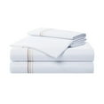thumbnail image 1 of Aston & Arden Sateen 4-Piece Sheet Set (Full Bed Size), Luxury 600 Thread Count, Silky Sateen Cotton, Pristine White with Fine Baratta Embroidered 3-Stripe Hem, Fawn Beige, 1 of 7
