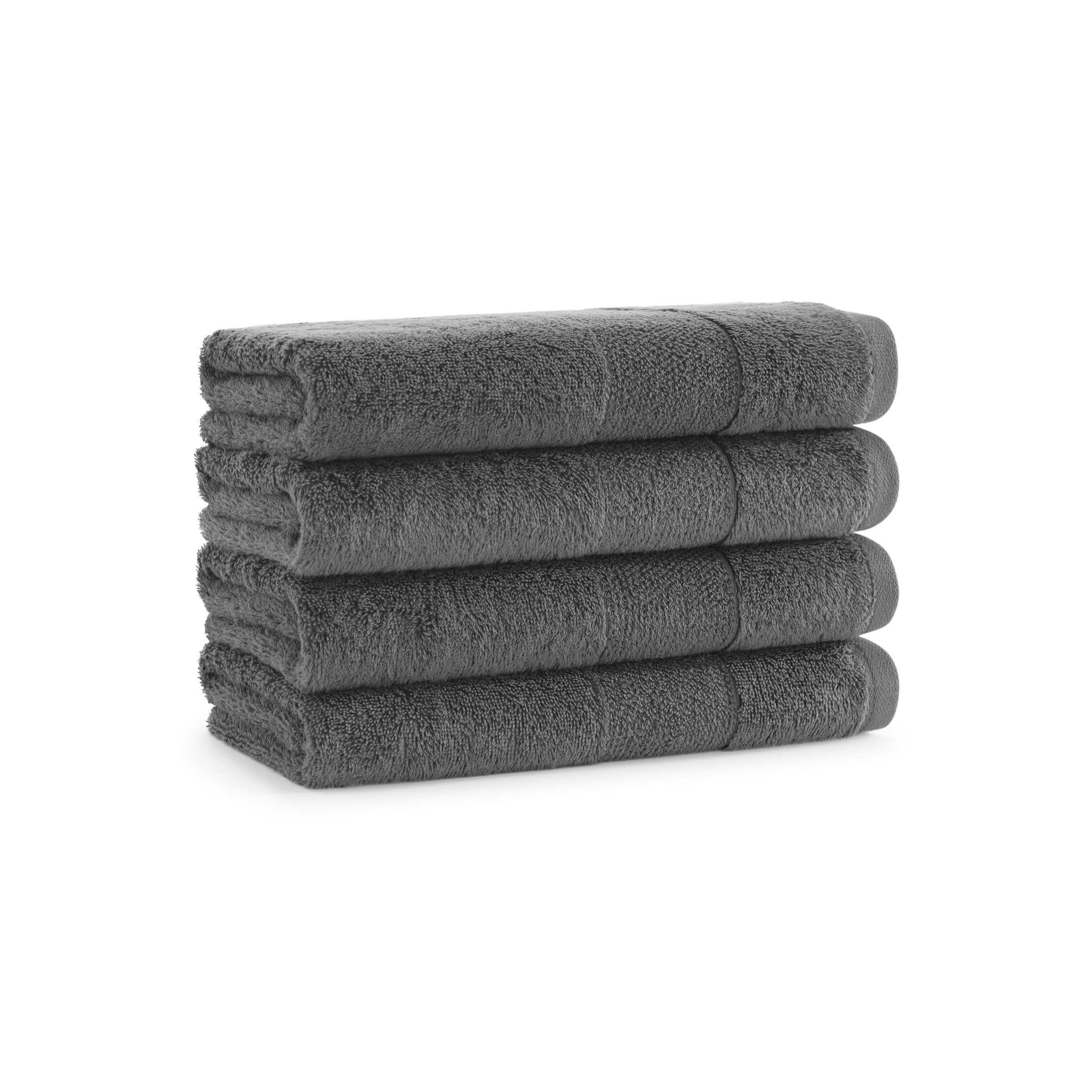 Aston & Arden Turkish Cotton Hand Towels (4-Pack), Thick 600 GSM, 18x32 in., Ultra Soft and Plush, Solid Charcoal Grey