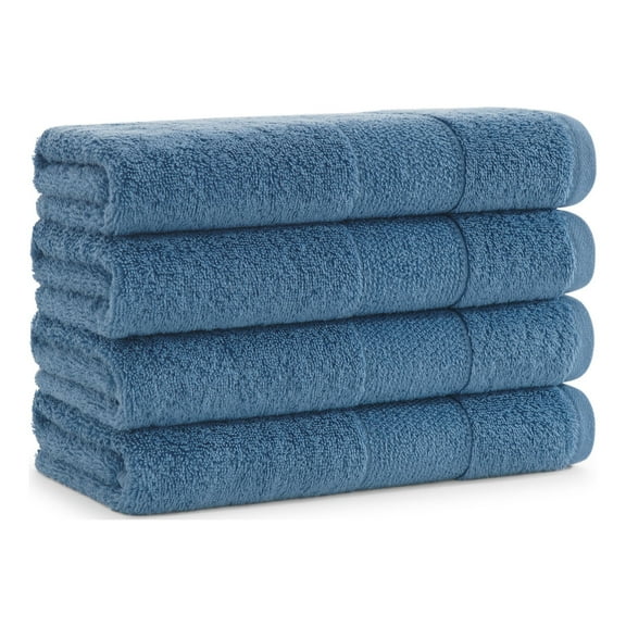 Aston & Arden Turkish Cotton Hand Towels (4-Pack), Thick 600 GSM, 18x32 in., Ultra Soft and Plush, Solid Copen Blue