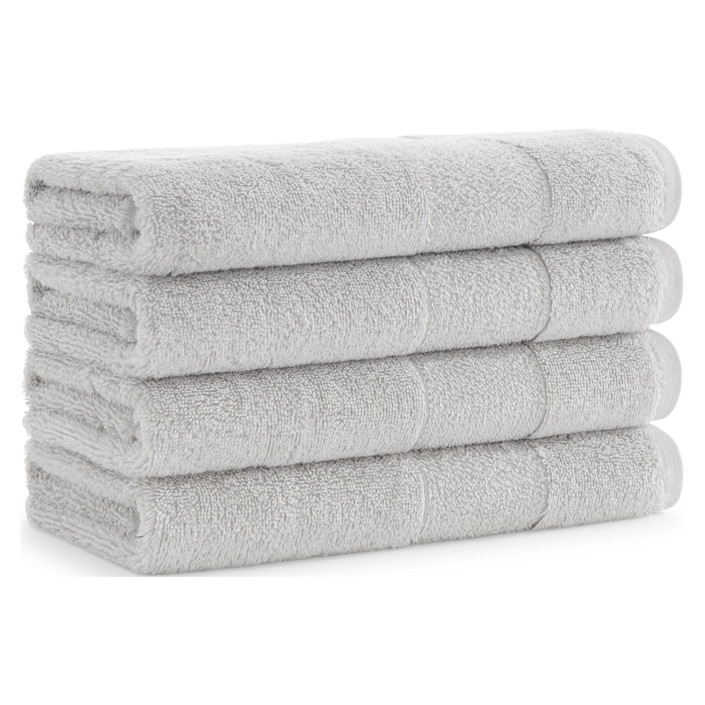 Aston & Arden Turkish Cotton Hand Towels (4-Pack), Thick 600 GSM, 18x32 in., Ultra Soft and Plush, Solid Light Grey