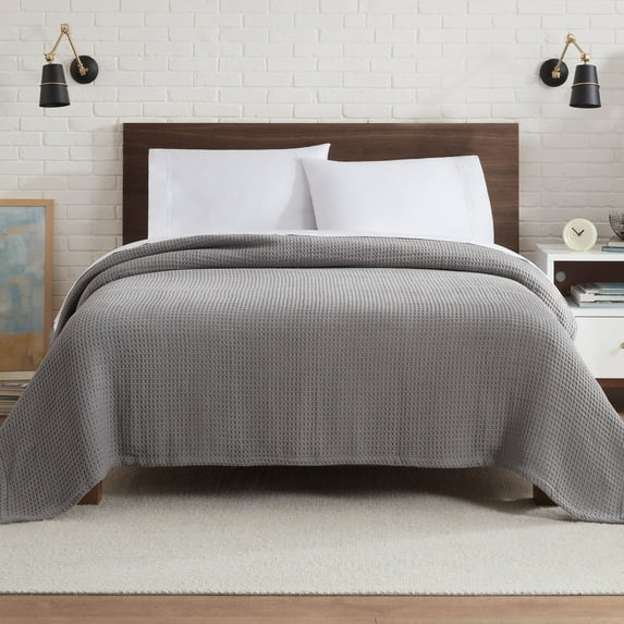 Aston & Arden Waffle Weave Cotton Bed Blanket (KING Size 108x90), Soft and Breathable, Hotel Quality, 450 GSM, Dark Grey