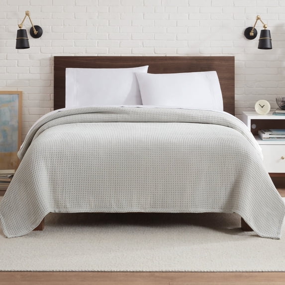 Aston & Arden Waffle Weave Cotton Bed Blanket (KING Size 108x90), Soft and Breathable, Hotel Quality, 450 GSM, Light Grey