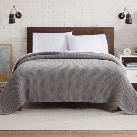 Aston & Arden Waffle Weave Cotton Bed Blanket (TWIN Size 66x90), Soft and Breathable, Hotel Quality, 450 GSM, Dark Grey