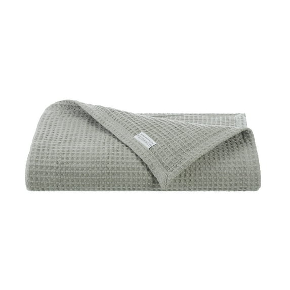 Aston & Arden Waffle Weave Cotton Throw Blanket (50x70), Soft and Breathable, Hotel Quality, 450 GSM, Green