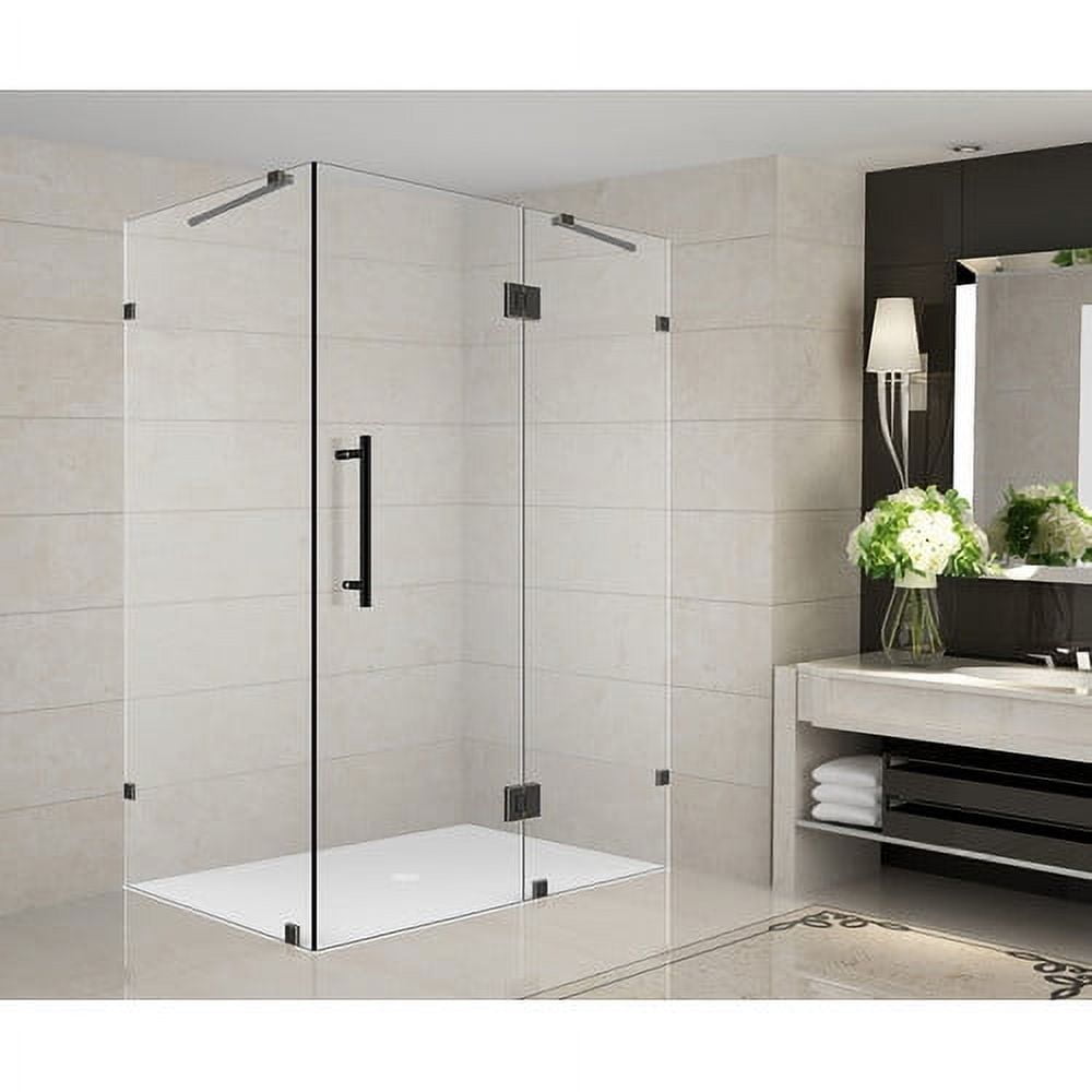 Avalux 48'' x 38'' Frameless Clear Glass Shower Enclosure with Oil Rubbed Bronze Hardware