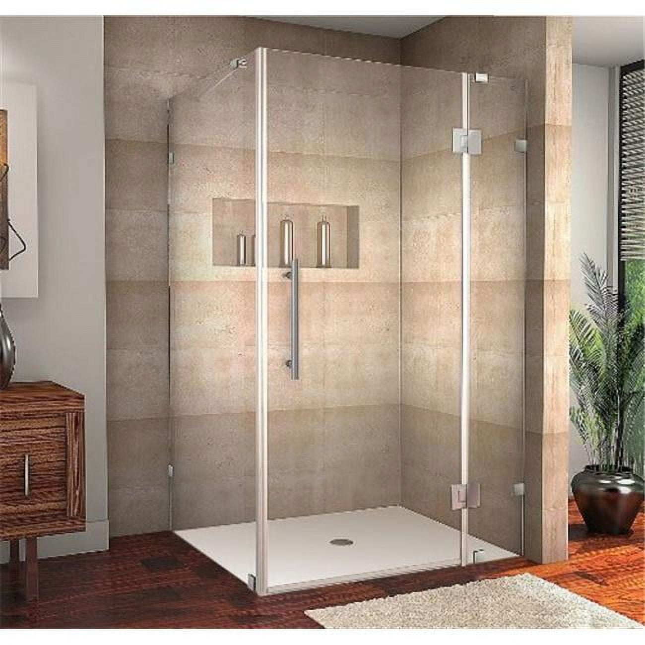 Modern 48" Chrome Frameless Pivot Shower Enclosure