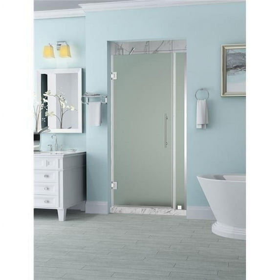 Aston SDR965F-CH-4135-10 Belmore 40.25 to 41.25 x 72 in. Frameless Hinged Shower Door with Frosted Glass - Chrome