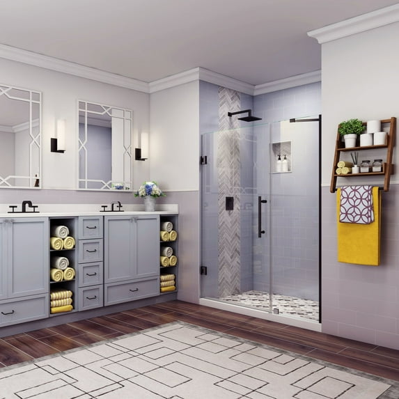 Aston Sdr965ez-5727-10 Belmore 72" High X 57" Wide Hinged Frameless Shower Door - Black