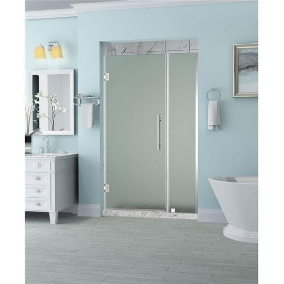 Aston SDR965F-CH-6129-10 Belmore 60.25 to 61.25 x 72 in. Frameless Hinged Shower Door with Frosted Glass - Chrome