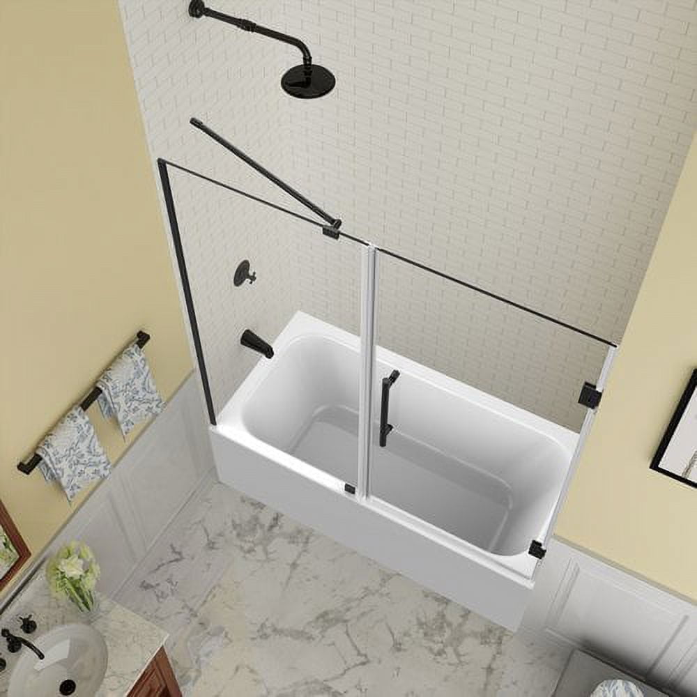 Belmore 60'' x 60'' Frameless Clear Tempered Glass Tub Door