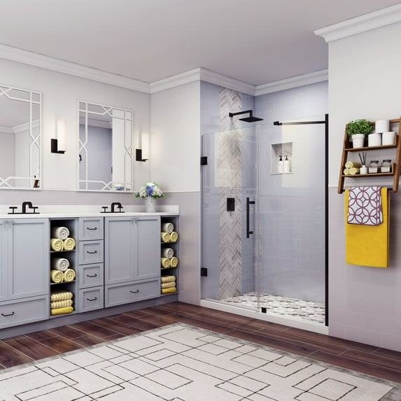 Aston Sdr965ez-6735-10 Belmore 72" High X 67" Wide Hinged Frameless Shower Door - Black