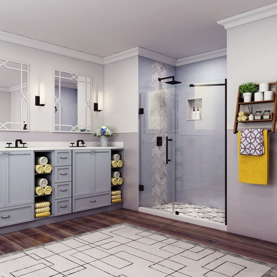 Aston Sdr965ez-7032-10 Belmore 72" High X 70" Wide Hinged Frameless Shower Door - Black