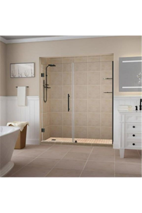 SDR960EZ-ORB-6224-10 72 x 61.25-62.25 x 0.375 in. Belmore Frameless Hinged Shower Door with Glass Shelves - Oil Rubbed Bronze