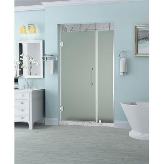 Aston SDR965F-CH-4632-10 Belmore 45.25 to 46.25 x 72 in. Frameless Hinged Shower Door with Frosted Glass - Chrome
