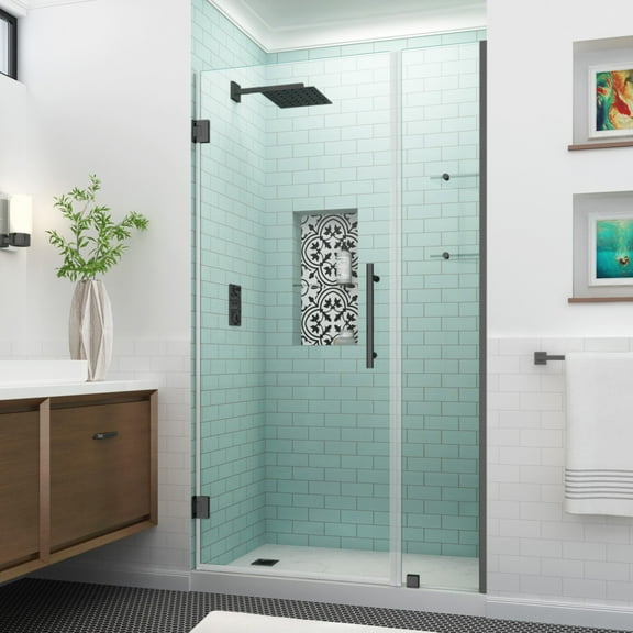 Aston Sdr960ez-3723-10 Belmore Gs 72" High X 37" Wide Hinged Frameless Shower Door - Black