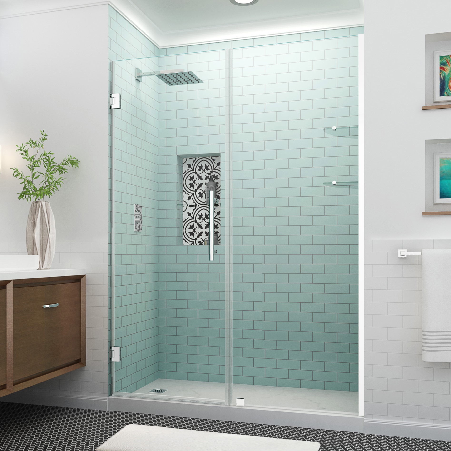 Belmore Frameless Clear Tempered Glass Hinged Shower Door