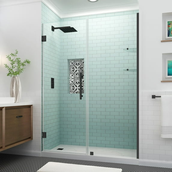 Aston Sdr960ez-5727-10 Belmore Gs 72" High X 57" Wide Hinged Frameless Shower Door - Black
