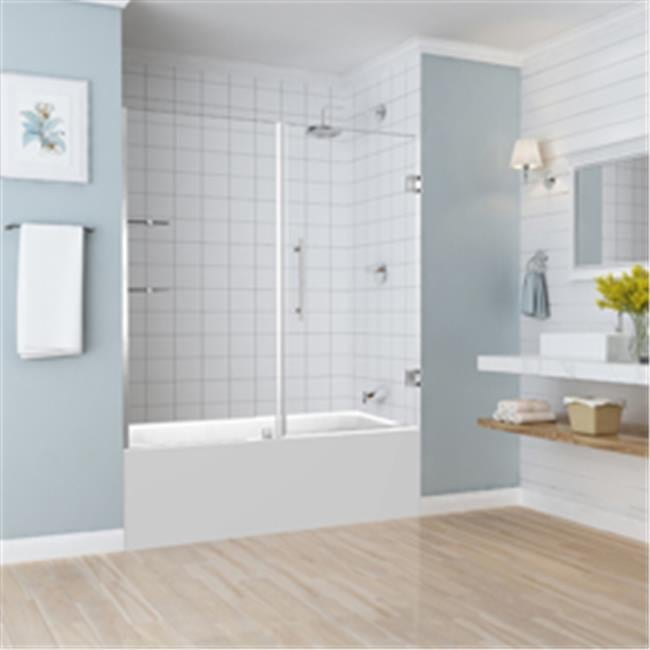 Belmore GS 60" x 60" Frameless Hinged Tub Door with Clear Glass and Stainless Steel Frame
